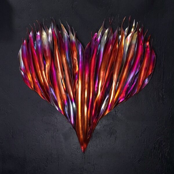 Flame Heart Copper Wall Art Sculpture Flame