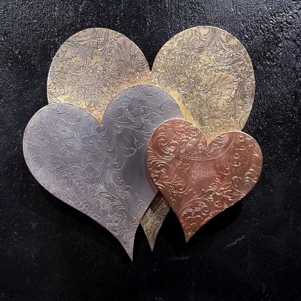 Silver-Plated Heart Cloud #1577 Vintage Upcycled Wall Art Sculpture