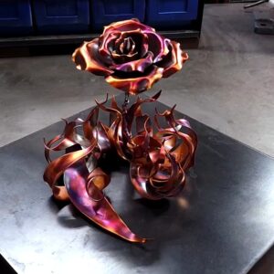 True Love Copper Rose Sculpture Flame