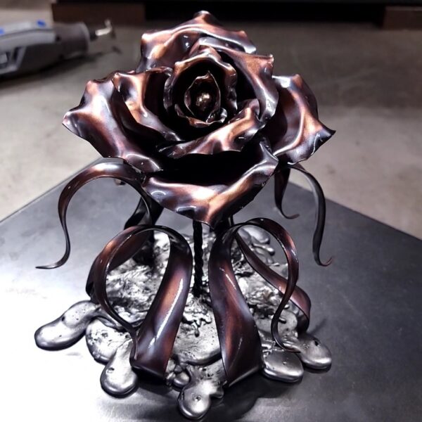 Splash of Love Copper Rose Sculpture Antique