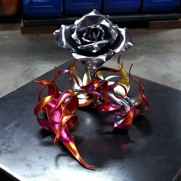 True Love Copper Rose Sculpture Custom Carbon