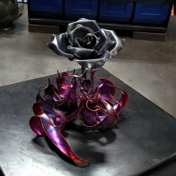 True Love Copper Rose Sculpture Custom Carbon