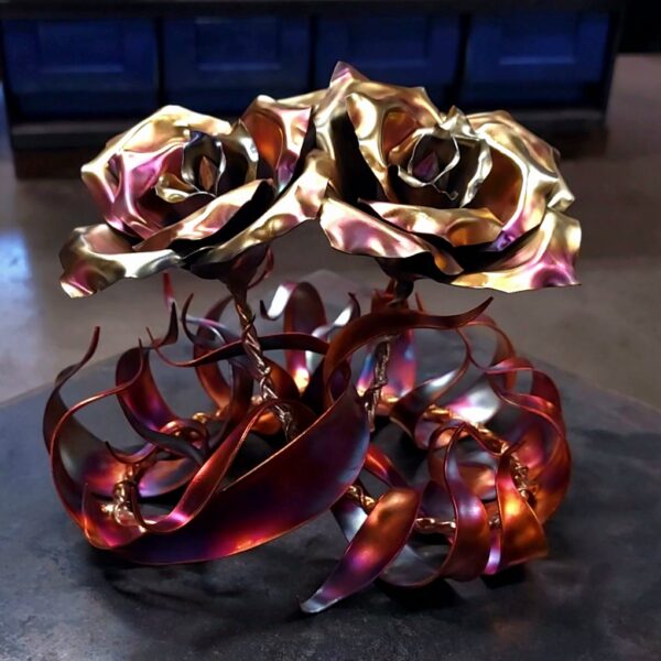 Unity Copper Rose Sculpture Cotton Candy