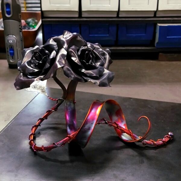 Us Heart Copper Rose Sculpture Carbon