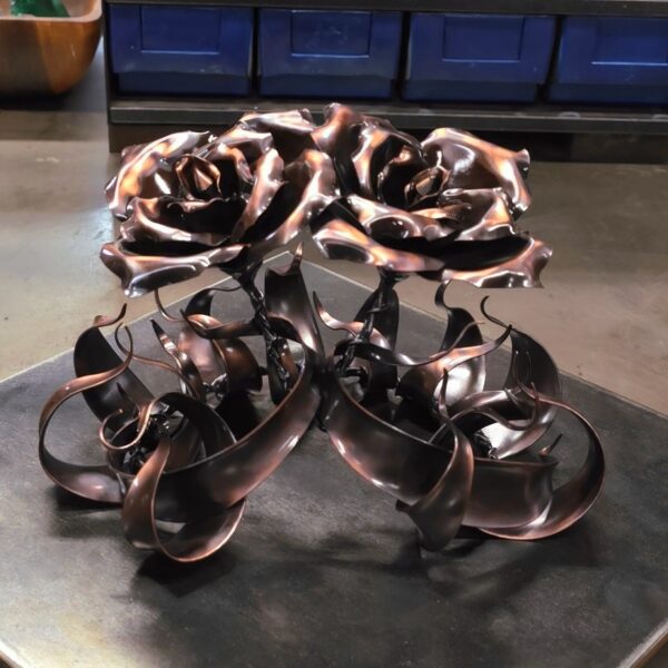 Unity Copper Rose Sculpture Antique