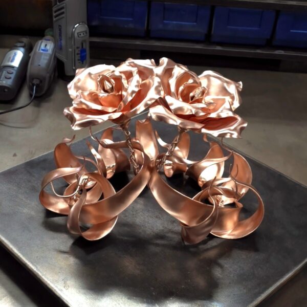 Unity Copper Rose Sculpture Bright