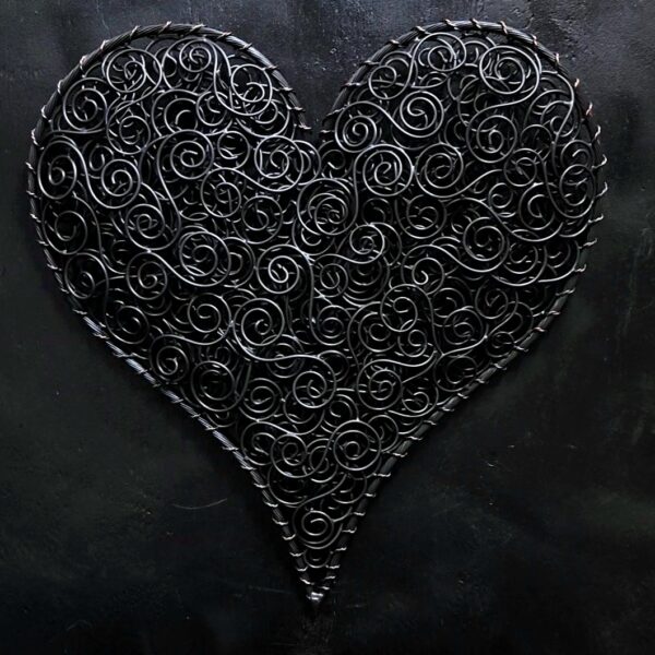 Crazy in Love Copper Coil Heart Wall Art Carbon