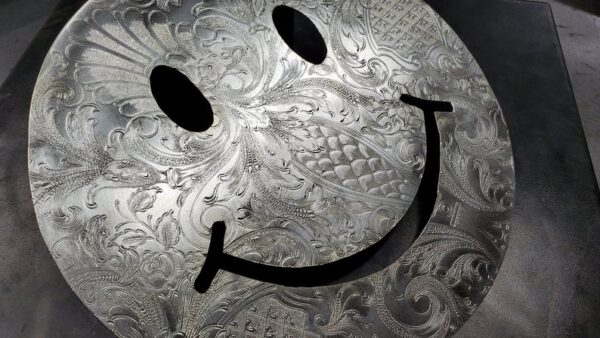 Silver-Plated Copper Brass Scrollwork Filigree Happy Smiley Face Wall Art