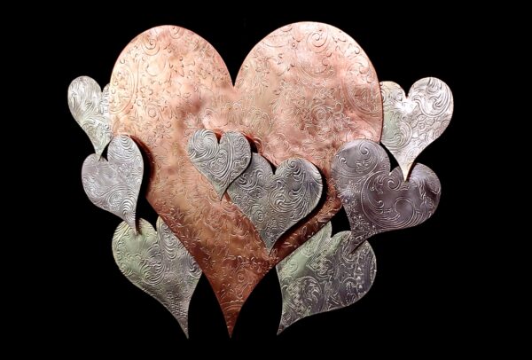 Silver-Plated Heart Cloud #1575 Vintage Upcycled Wall Art Sculpture