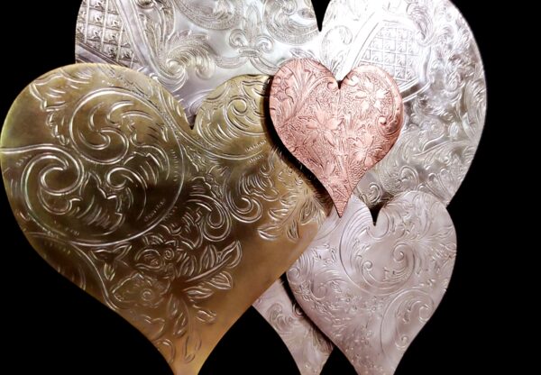 Silver-Plated Heart Cloud #1576 Vintage Upcycled Copper Brass Wall Art Sculpture