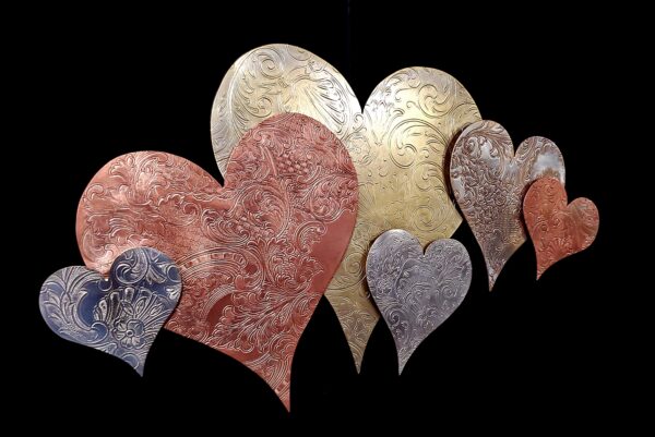 Silver-Plated Heart Cloud #1578 Vintage Upcycled Wall Art Sculpture