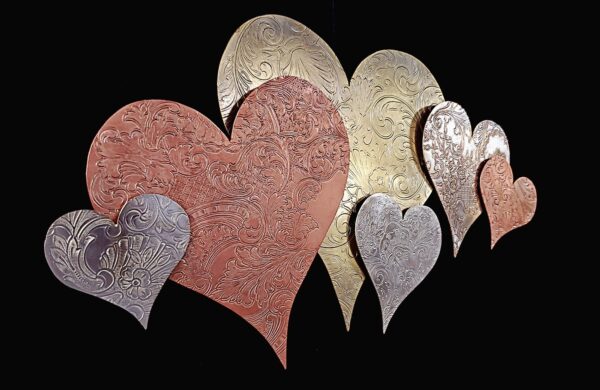 Silver-Plated Heart Cloud #1578 Vintage Upcycled Wall Art Sculpture