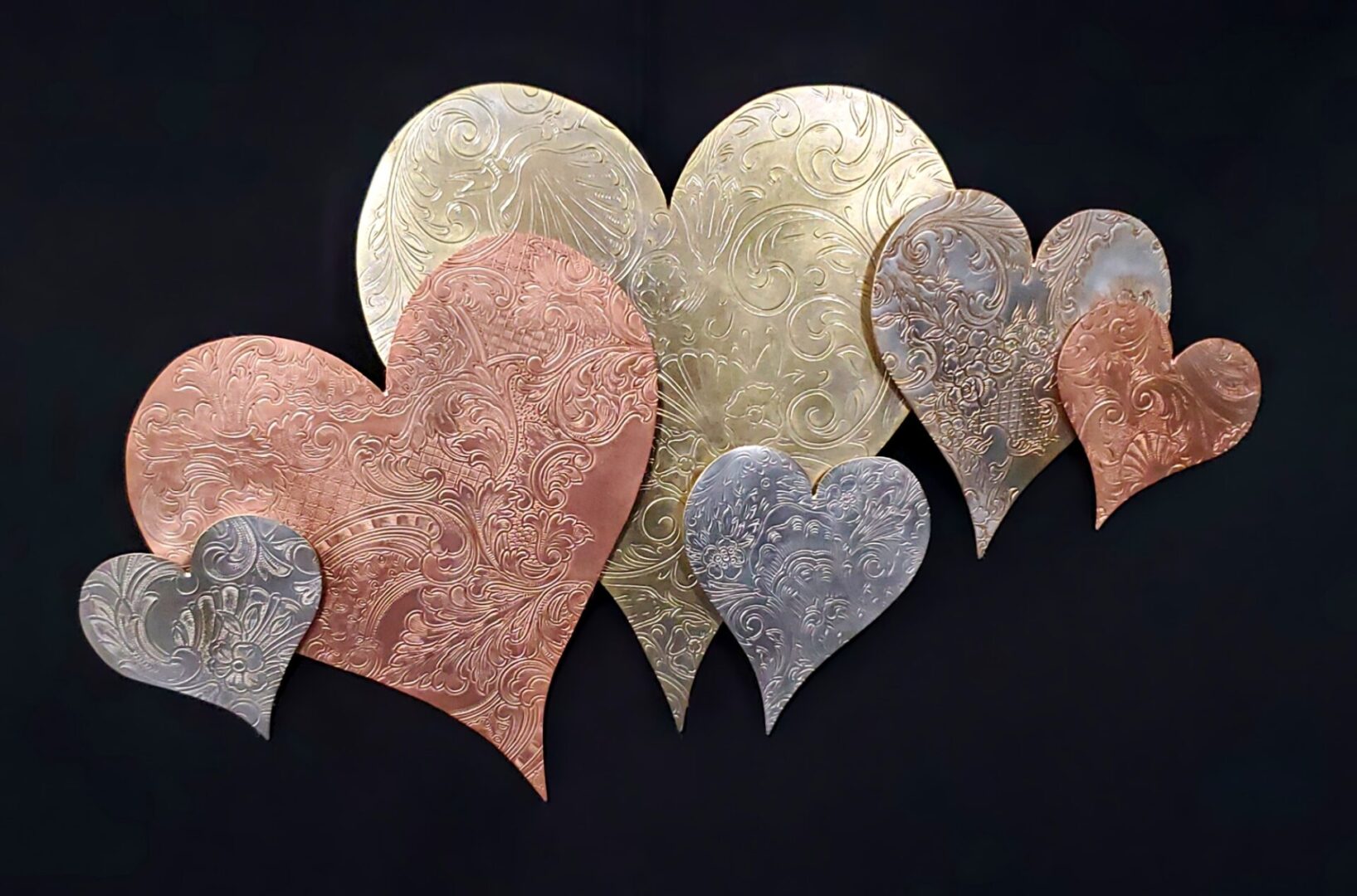 Silver-Plated Heart Cloud #1578 Vintage Upcycled Wall Art Sculpture