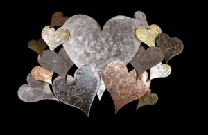 Silver-Plated Heart Cloud #1574 Vintage Upcycled Wall Art Sculpture