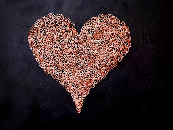 Full of Love Copper Coil Heart Wall Art Bright