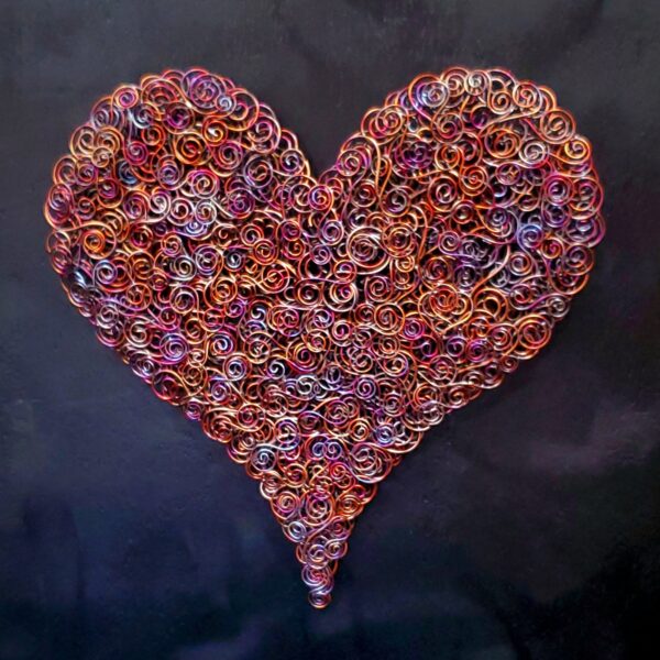 Full of Love Copper Coil Heart Wall Art Flame