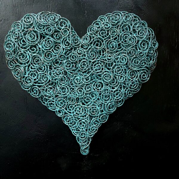 Full of Love Copper Coil Heart Wall Art Patina