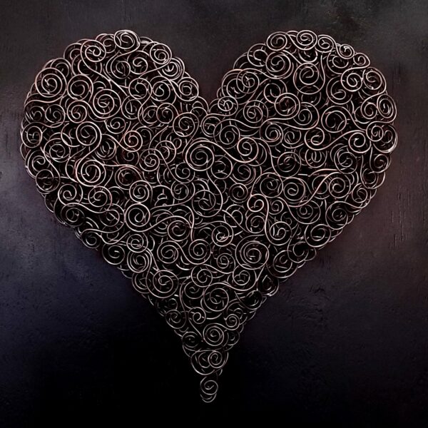 Full of Love Copper Coil Heart Wall Art Antique