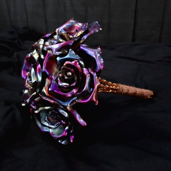 Brides Bridal Bouquet Wedding Centerpiece Copper Rose Blue Flame