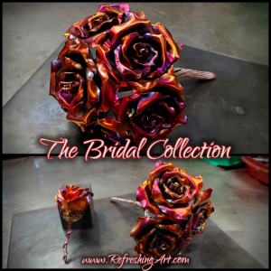 Brides Bridal Bouquet Wedding Centerpiece Copper Rose Flame