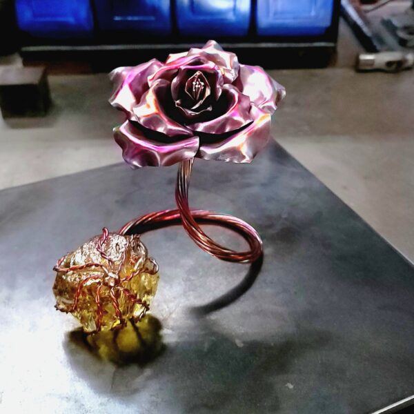 Infinity Copper Rose Glass Crystal Sculpture Custom Surprise Me