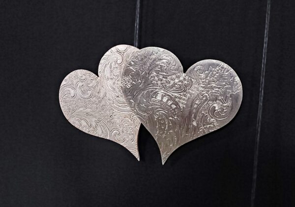 Silver-Plated Copper Brass Heirloom Holiday Heart Ornaments