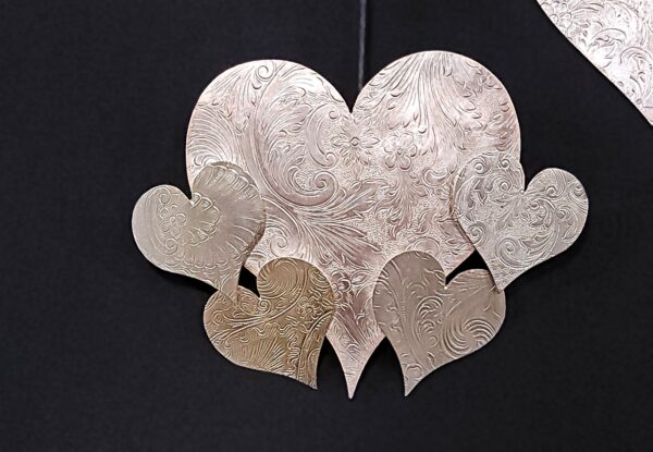 Silver-Plated Copper Brass Heirloom Holiday Heart Ornaments