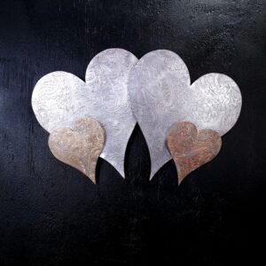 Silver-Plated Heart Cloud #1583 Vintage Upcycled Copper Brass Wall Art Sculpture