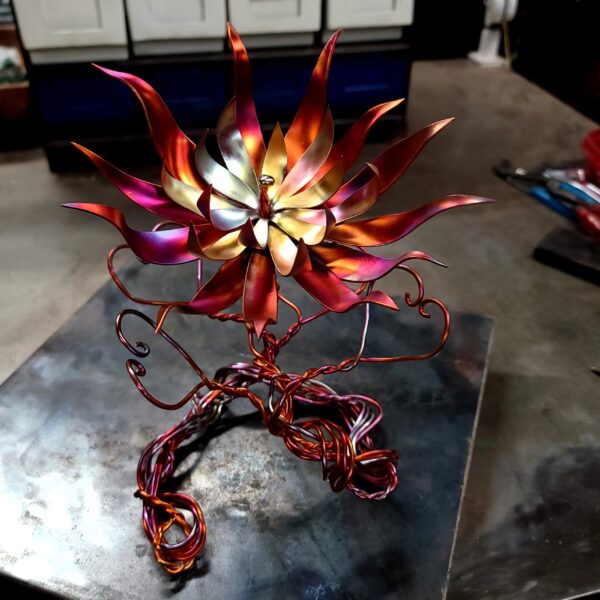 New Life Copper Flower Sculpture Flame