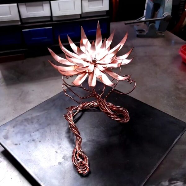 New Life Copper Flower Sculpture Bright