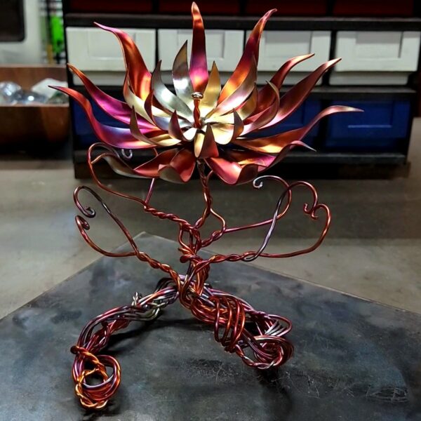 New Life Copper Flower Sculpture Flame