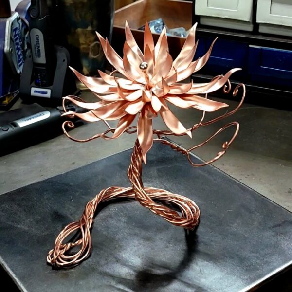 New Life Copper Flower Sculpture Bright