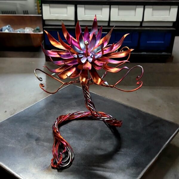 New Life Copper Flower Sculpture Flame