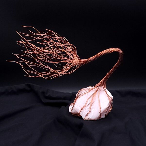 Pink Milk Glass Copper Wire Spirit Tree #2008