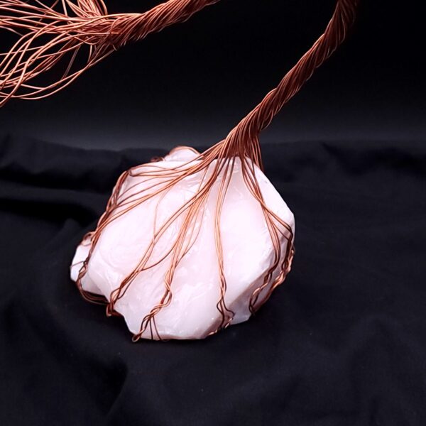 Pink Milk Glass Copper Wire Spirit Tree #2008