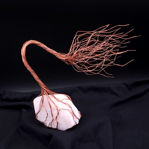 Pink Milk Glass Copper Wire Spirit Tree #2008