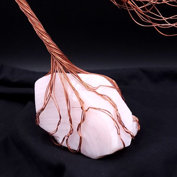 Pink Milk Glass Copper Wire Spirit Tree #2008