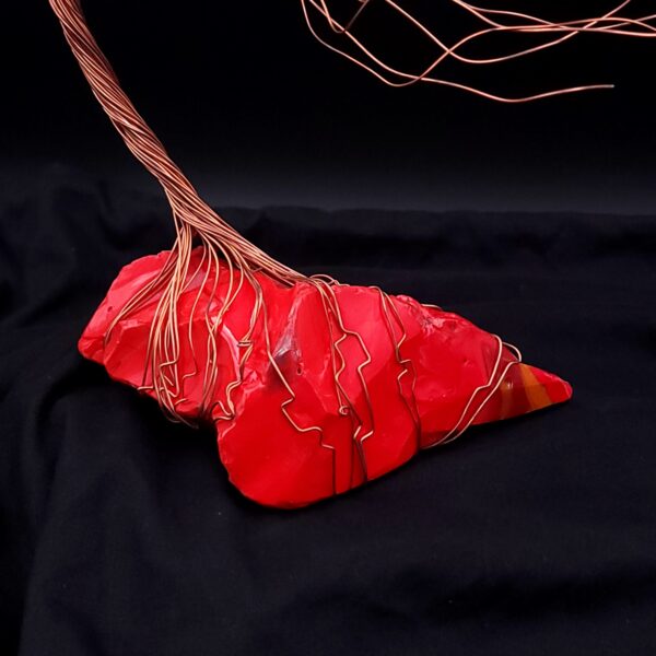 Vintage Red Glass Copper Wire Spirit Tree #2010