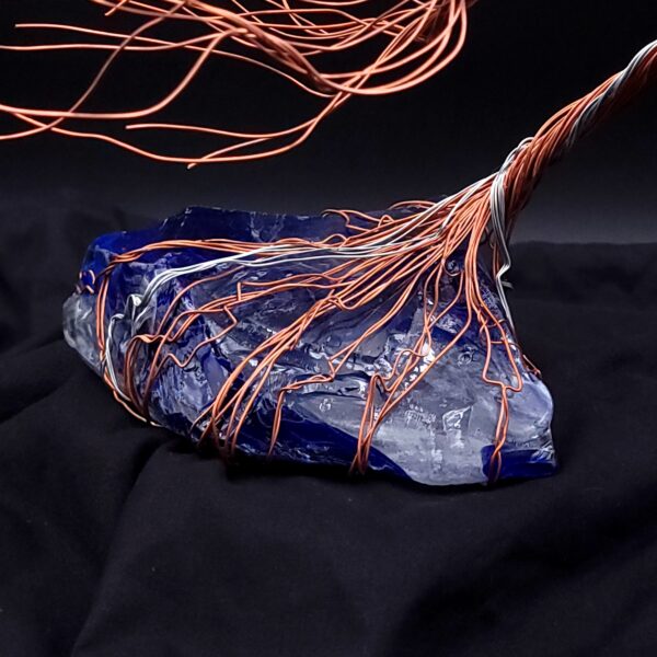 Blue Glass Copper & Silver Wire Spirit Tree #2013