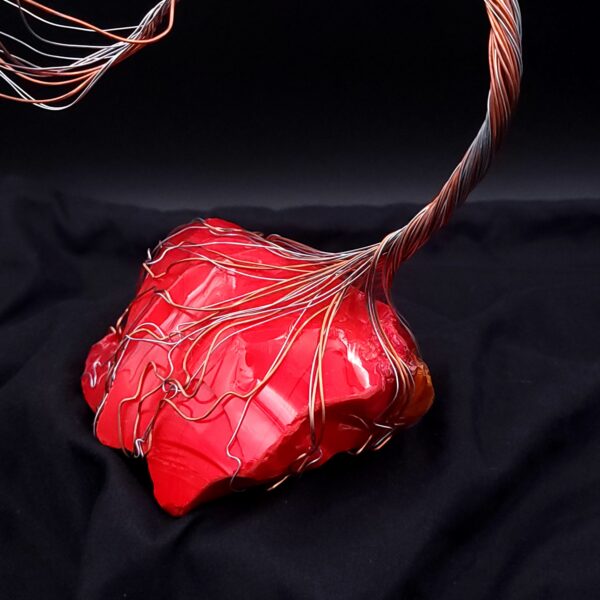 Red Glass Copper & Silver Wire Spirit Tree #2014