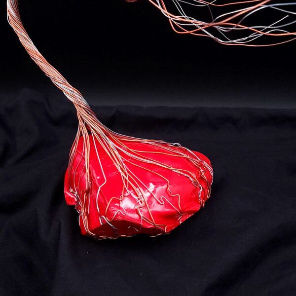 Red Glass Copper & Silver Wire Spirit Tree #2019