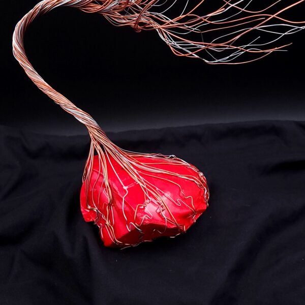 Red Glass Copper & Silver Wire Spirit Tree #2019