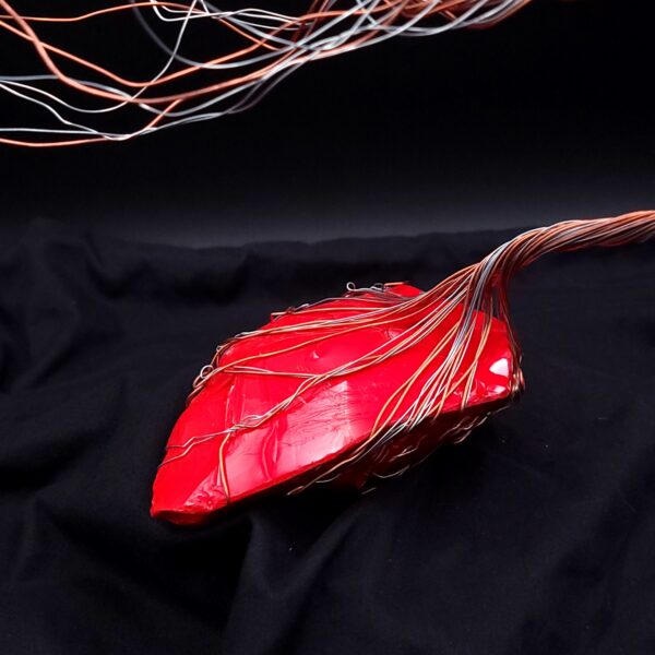 Red Glass Copper & Silver Wire Spirit Tree #2019