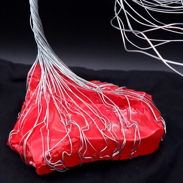 Rare Red Glass Silver Wire Spirit Tree #2022