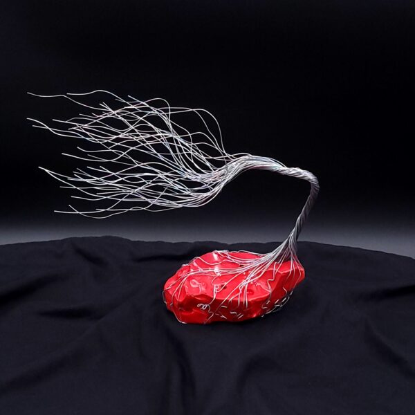 Rare Red Glass Silver Wire Spirit Tree #2022