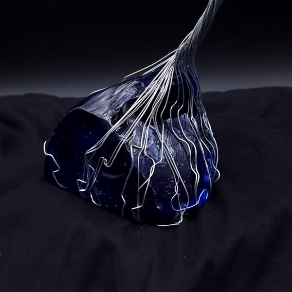 Dark Blue Glass Silver Wire Spirit Tree #2023