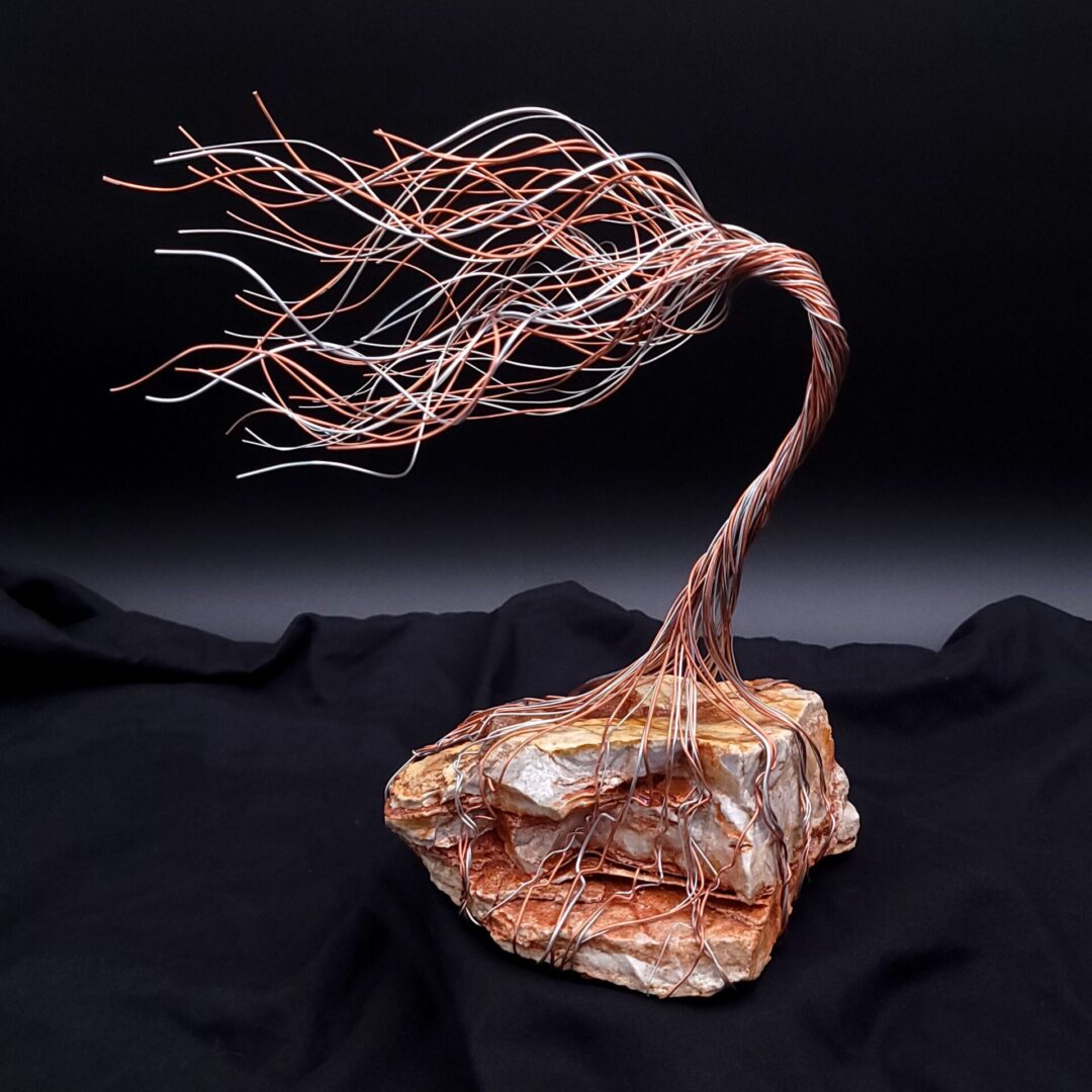 Copper & Silver Wire Stone Spirit Tree #2038