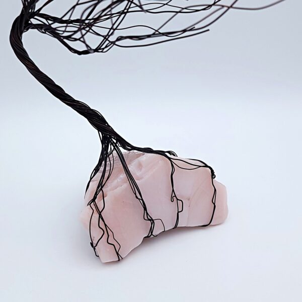 Pink Milk Glass Antiqued Copper Wire Spirit Tree #2057