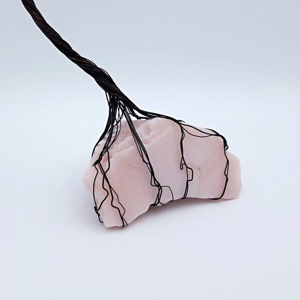 Pink Milk Glass Antiqued Copper Wire Spirit Tree #2057