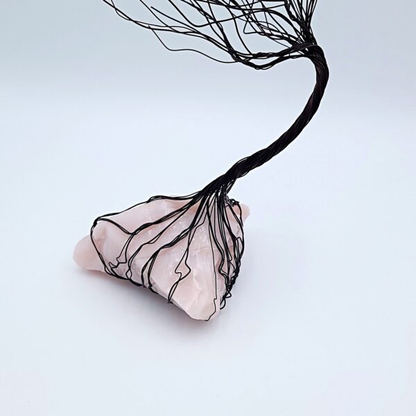 Pink Milk Glass Antiqued Copper Wire Spirit Tree #2057